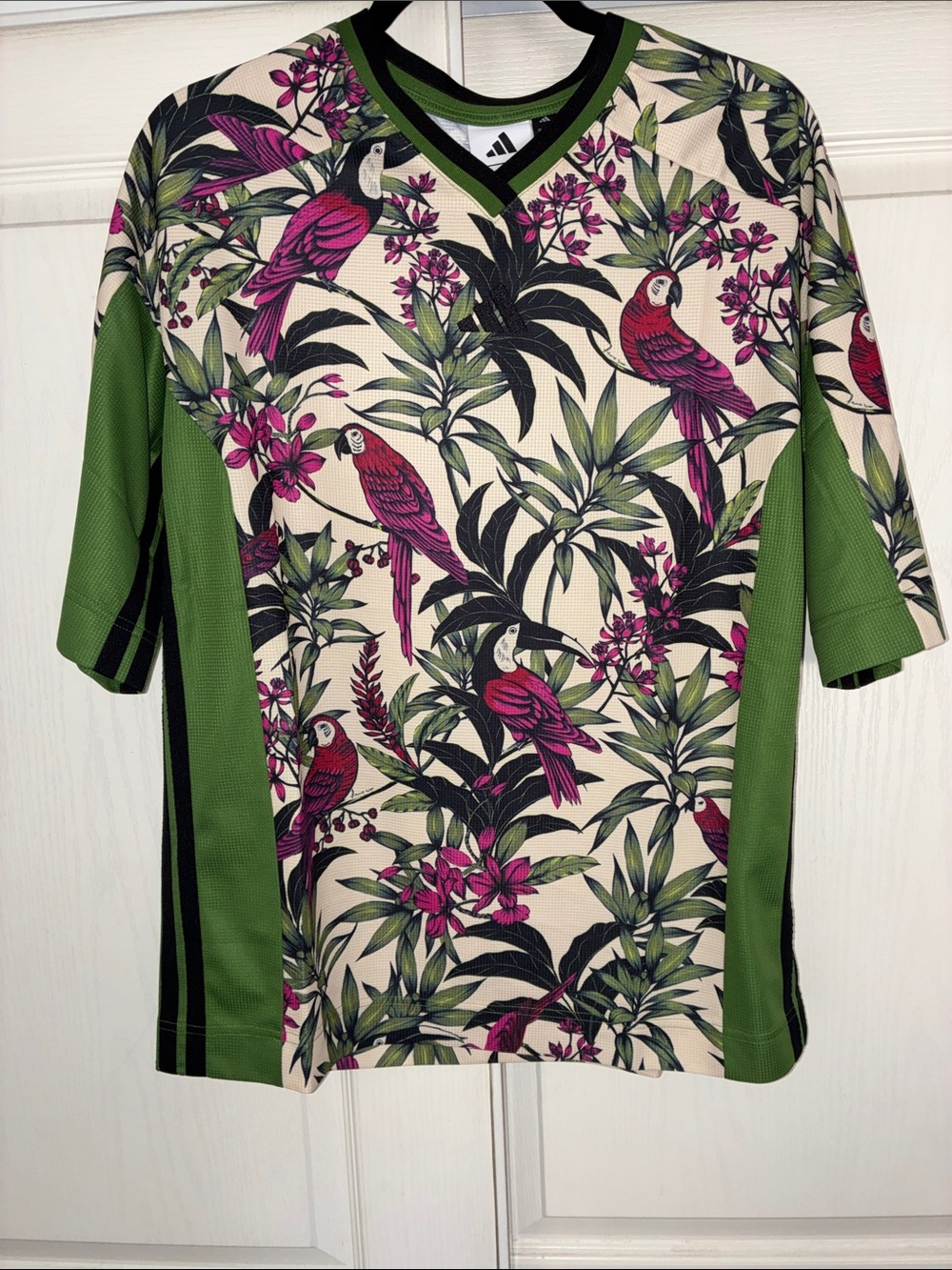 Adidas-FARM Rio Parrot Print Short Sleeve Shirt -